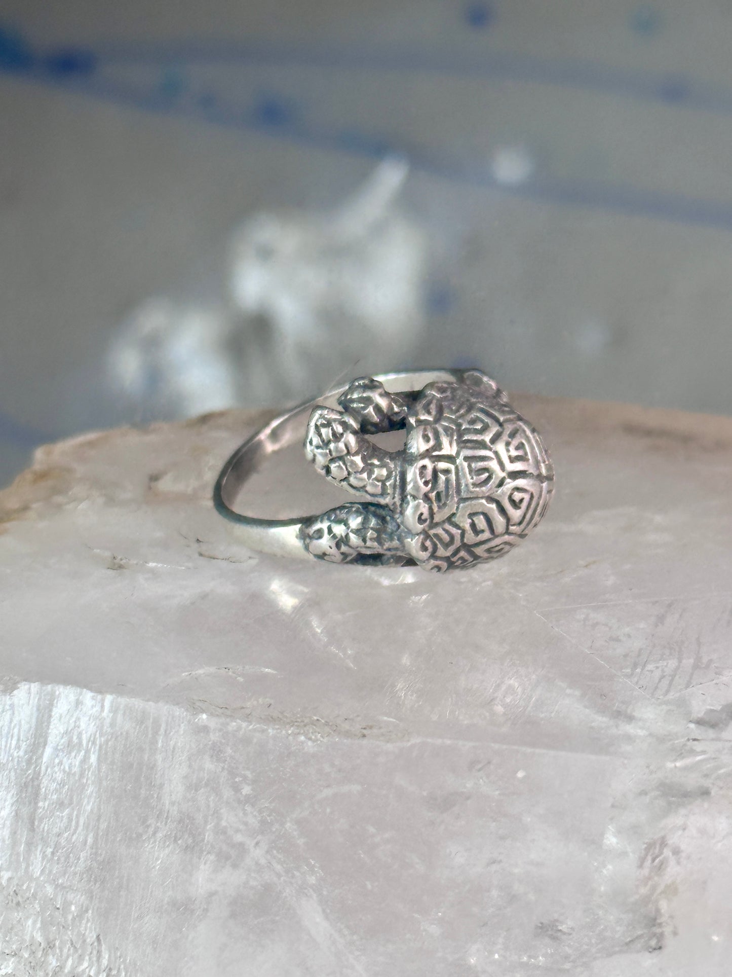 Turtle ring tortoise band size 5.25 sterling silver women girls