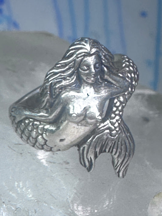 Mermaid ring figurative sterling silver size 5.75 women girls