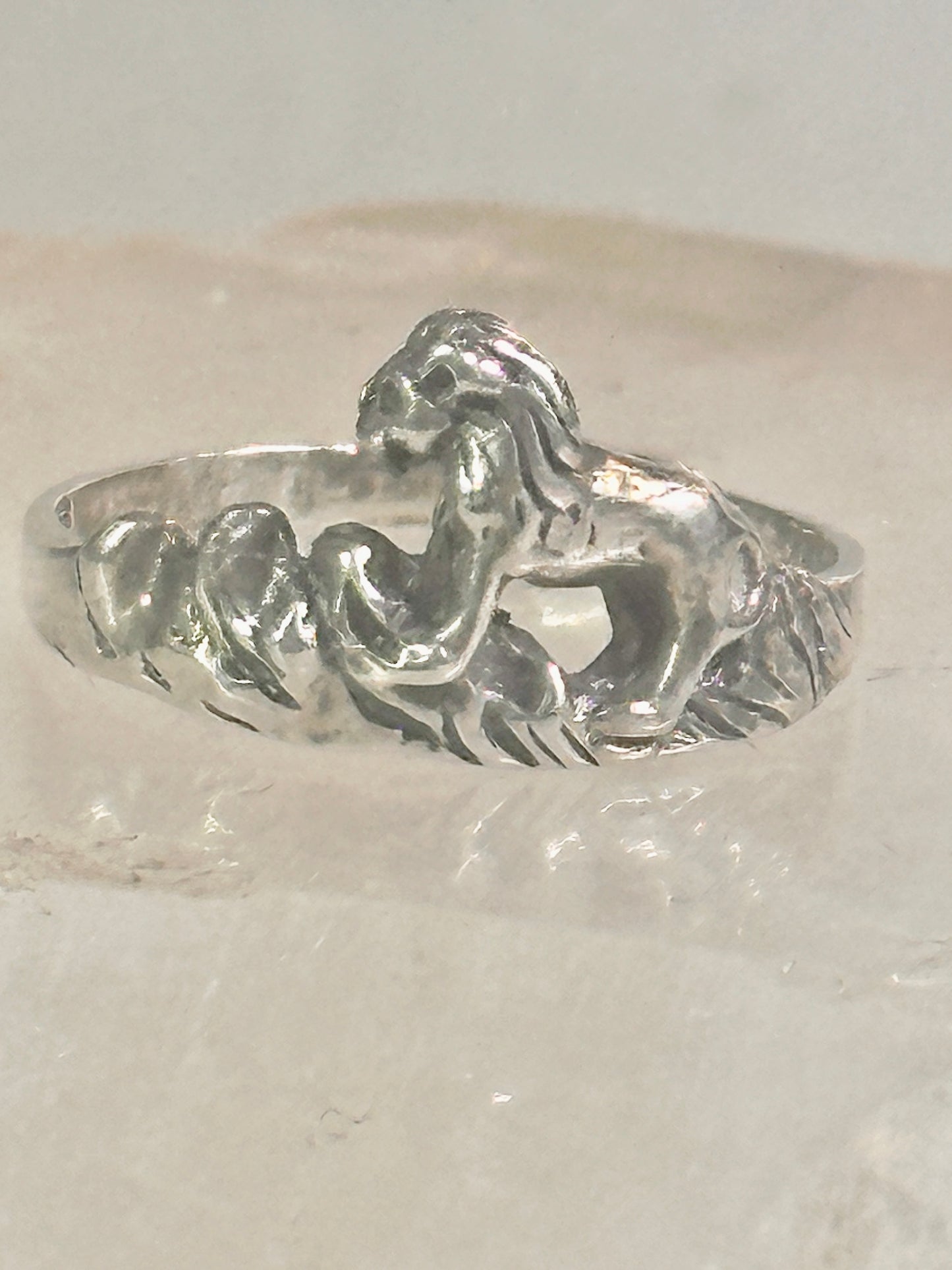 Lion Ring animal band Size size 7.25 sterling silver women girls