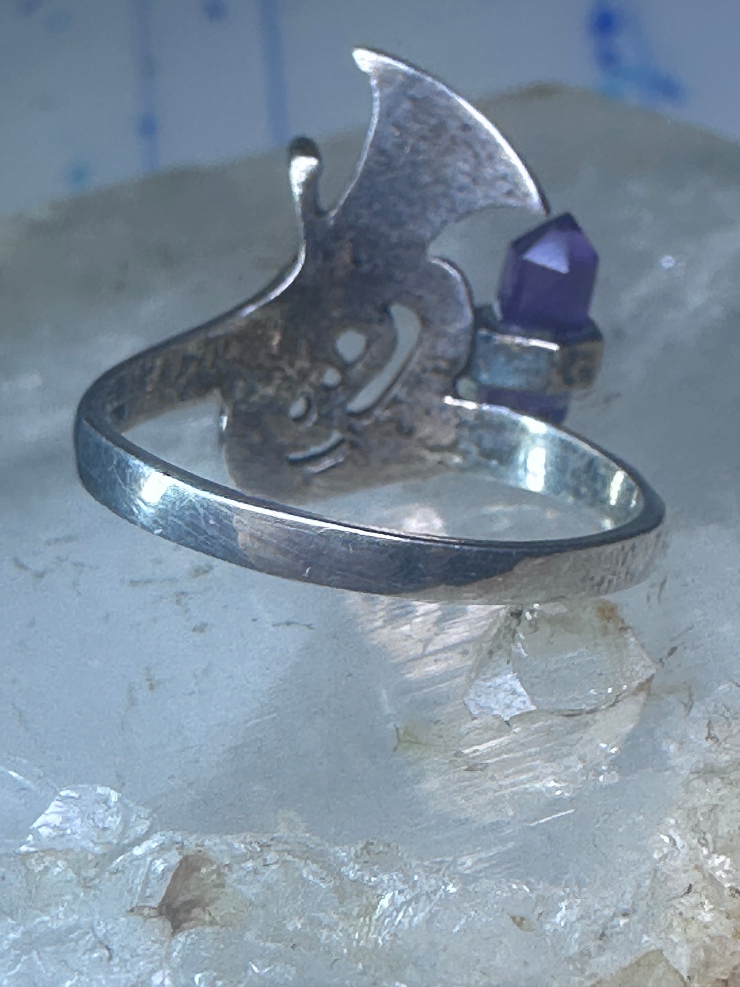 Trumpet ring amethyst horn musical instrument band sterling silver size 7.50 women girls