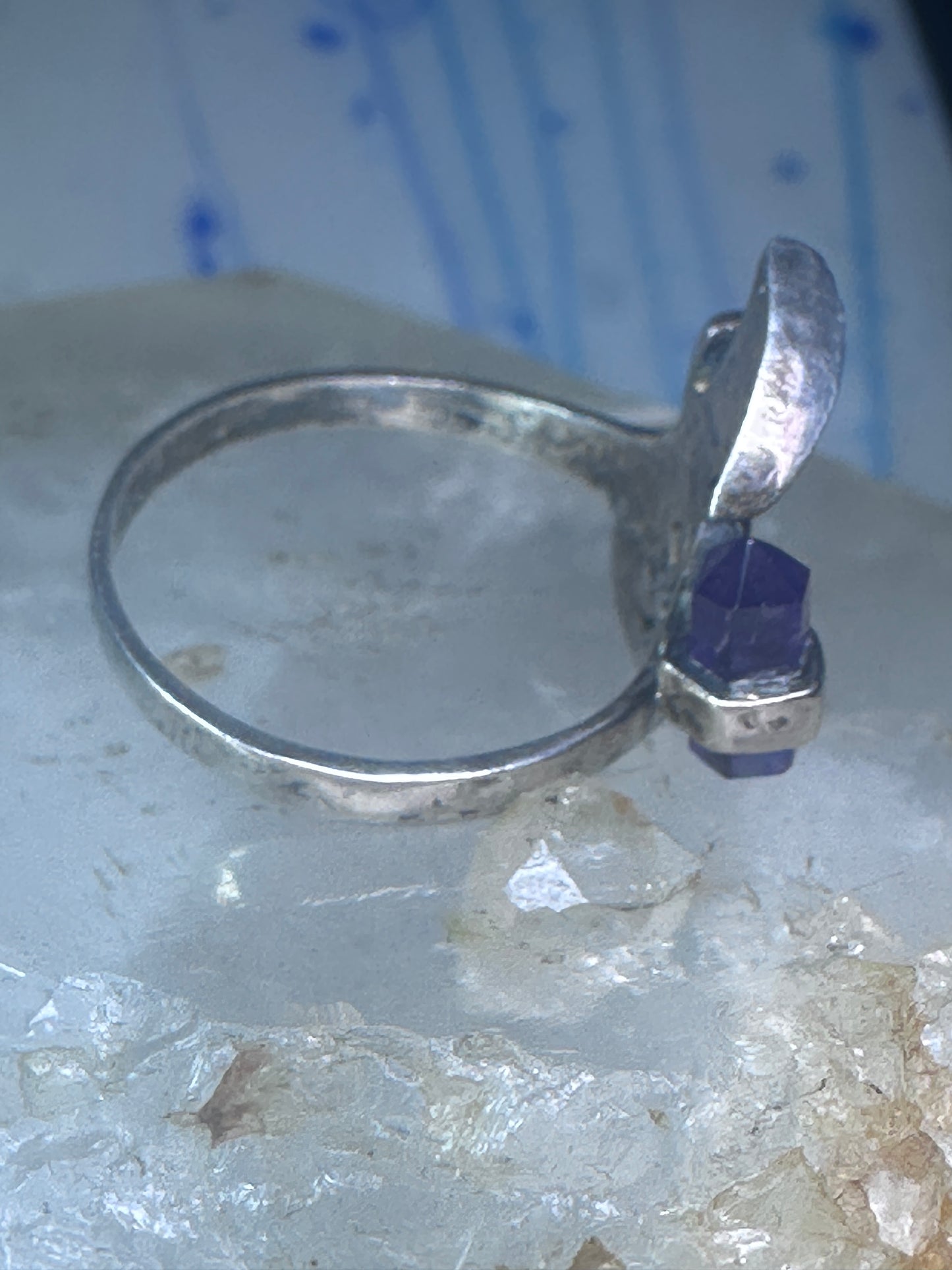 Trumpet ring amethyst horn musical instrument band sterling silver size 7.50 women girls