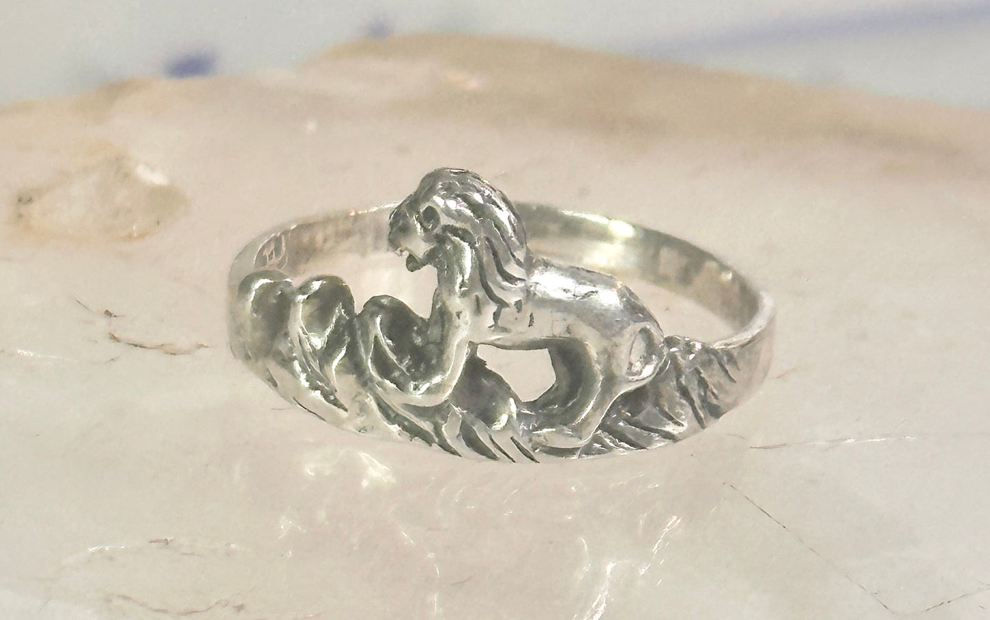Lion Ring animal band Size size 7.25 sterling silver women girls