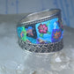 Millefiori ring cigar band rope design glass sterling silver size 5.5 women girls