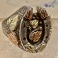 Black Hills Gold ring leaves size 10.75 Good Luck sterling silver men women men