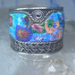 Millefiori ring cigar band rope design glass sterling silver size 5.5 women girls