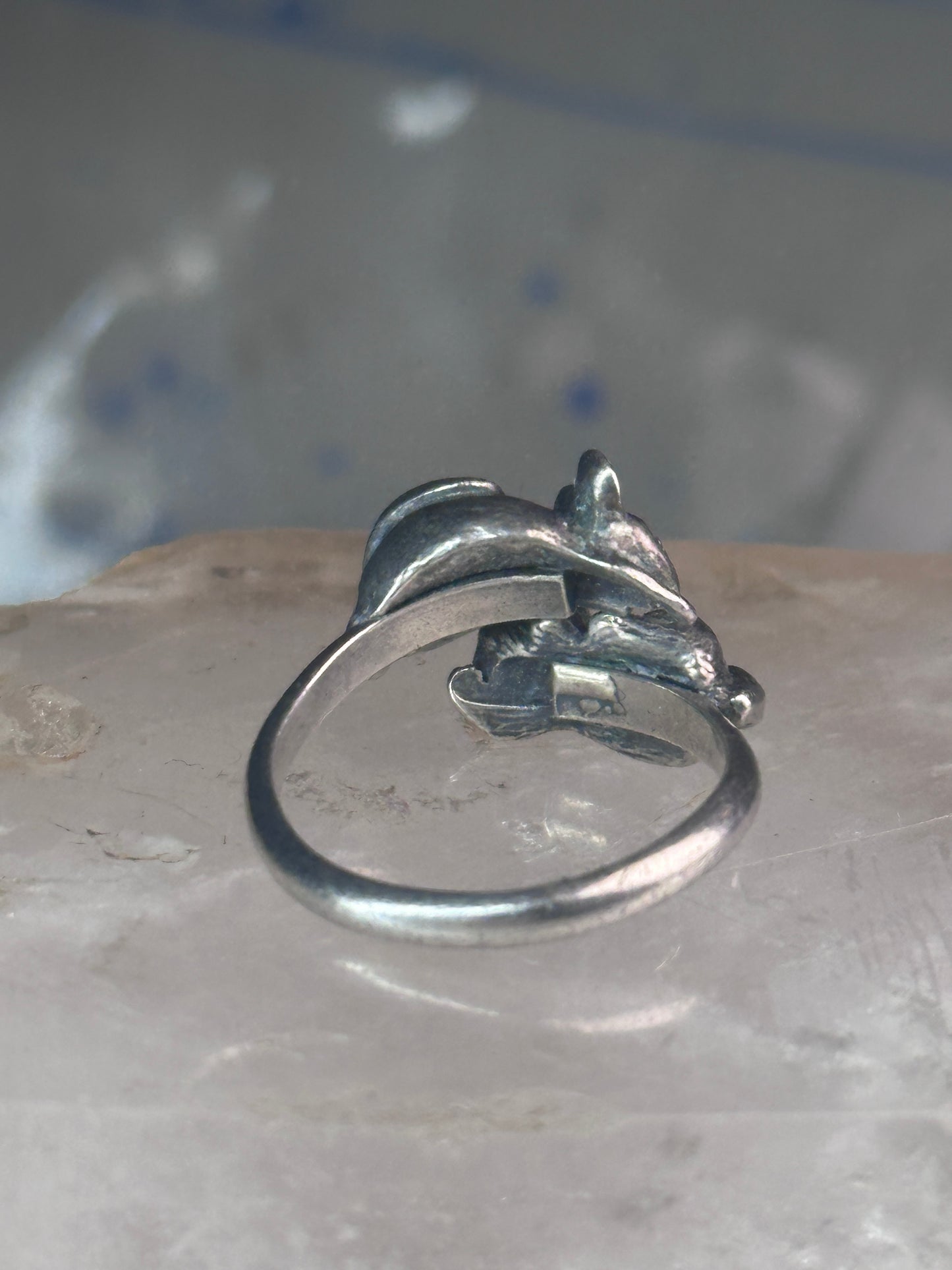 Cat and Mouse ring mouse cat band size 7.50 sterling silver women girls