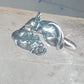 Cat and Mouse ring mouse cat band size 7.50 sterling silver women girls