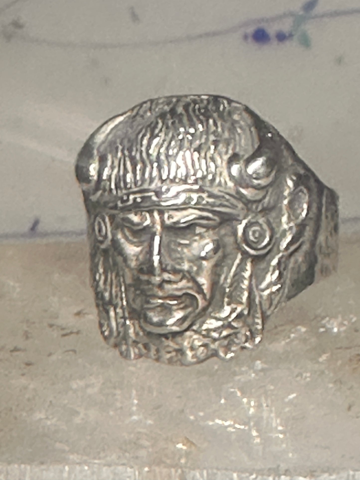 Buffalo headdress ring southwest chief size 10.2 sterling silver men women
