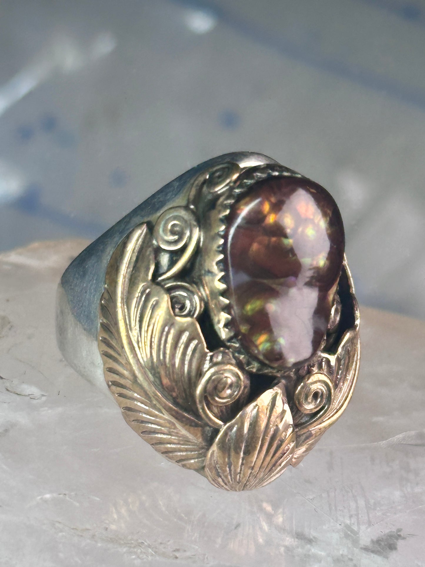 Navajo ring fire agate Heavy size 9.75 sterling silver women men