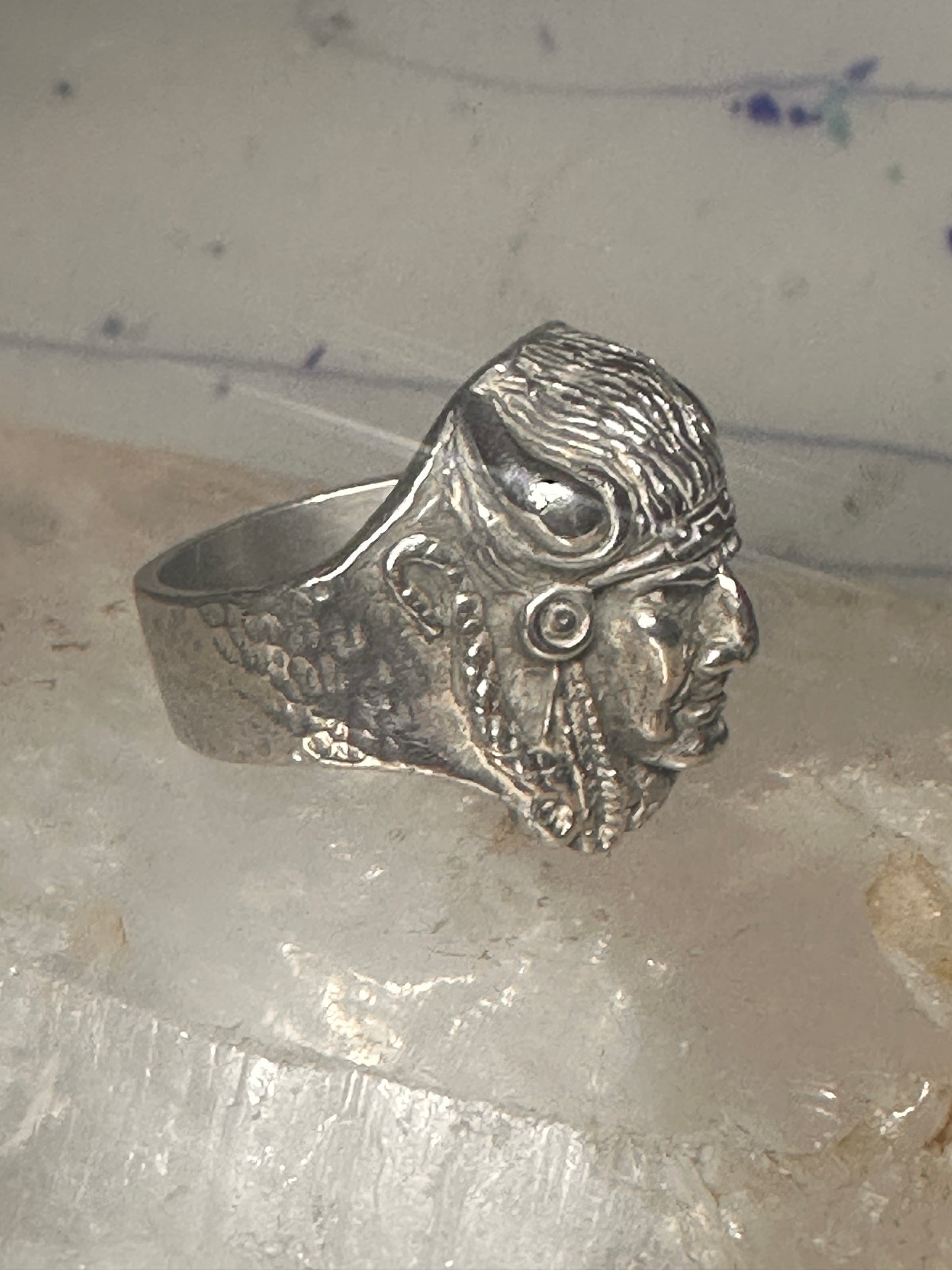 Buffalo headdress ring southwest chief size 10.2 sterling silver men women