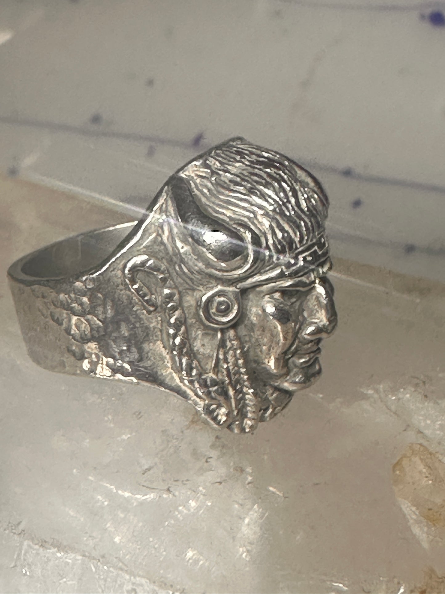 Buffalo headdress ring southwest chief size 10.2 sterling silver men women