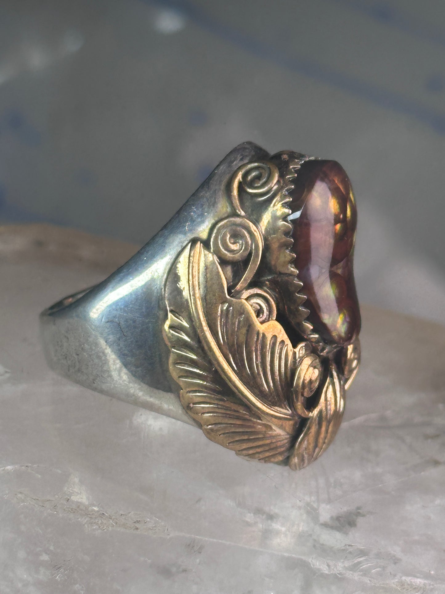 Navajo ring fire agate Heavy size 9.75 sterling silver women men
