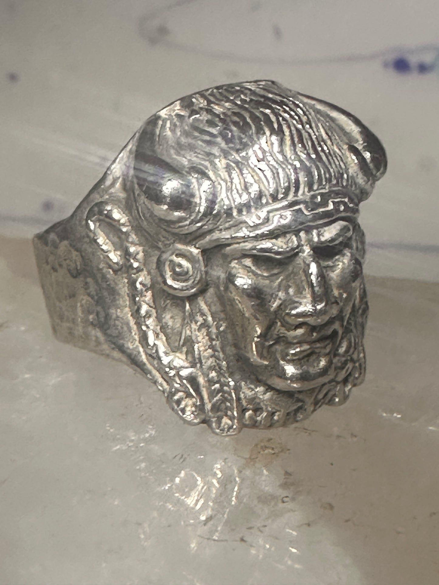 Buffalo headdress ring southwest chief size 10.2 sterling silver men women