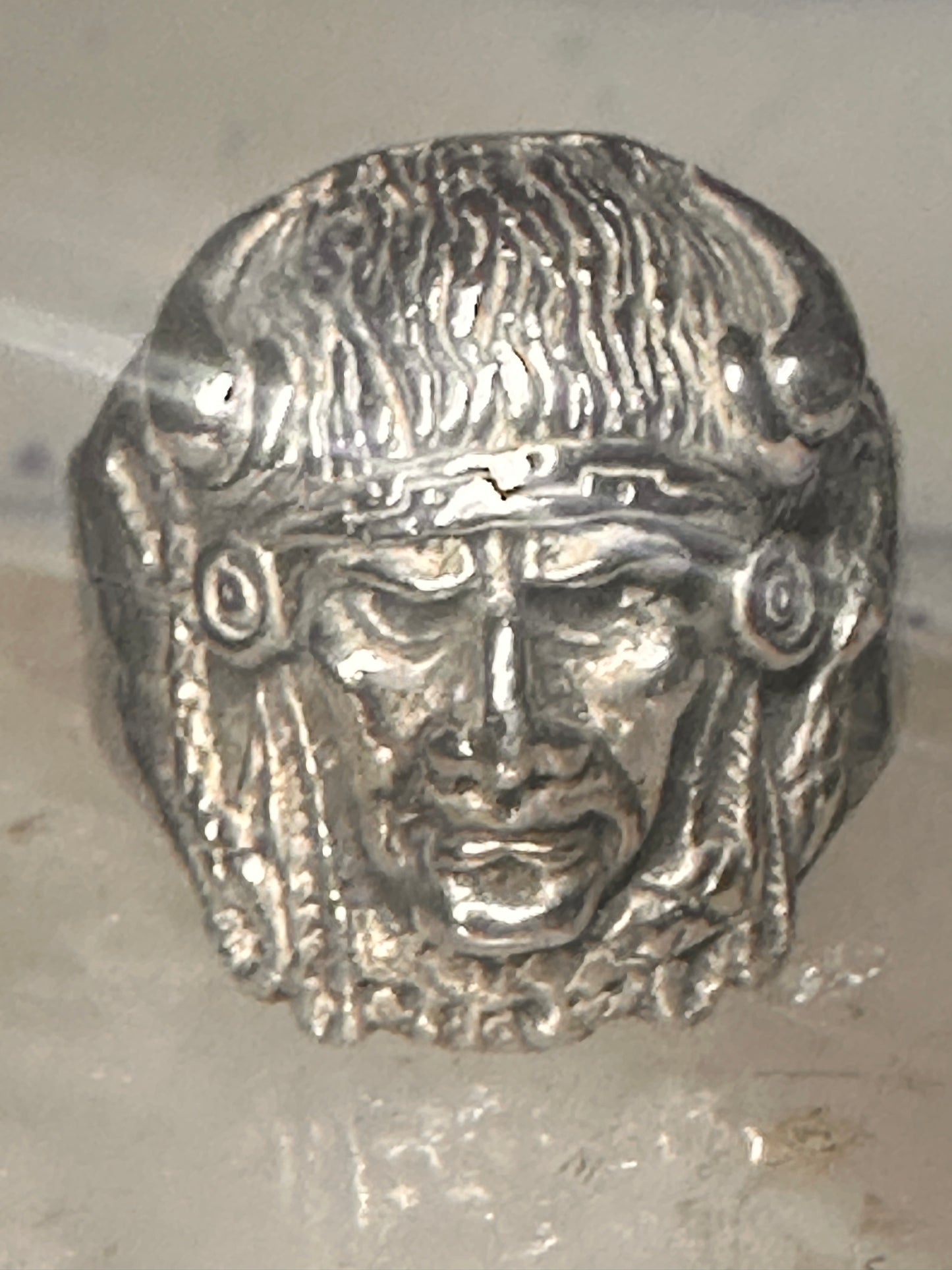Buffalo headdress ring southwest chief size 10.2 sterling silver men women