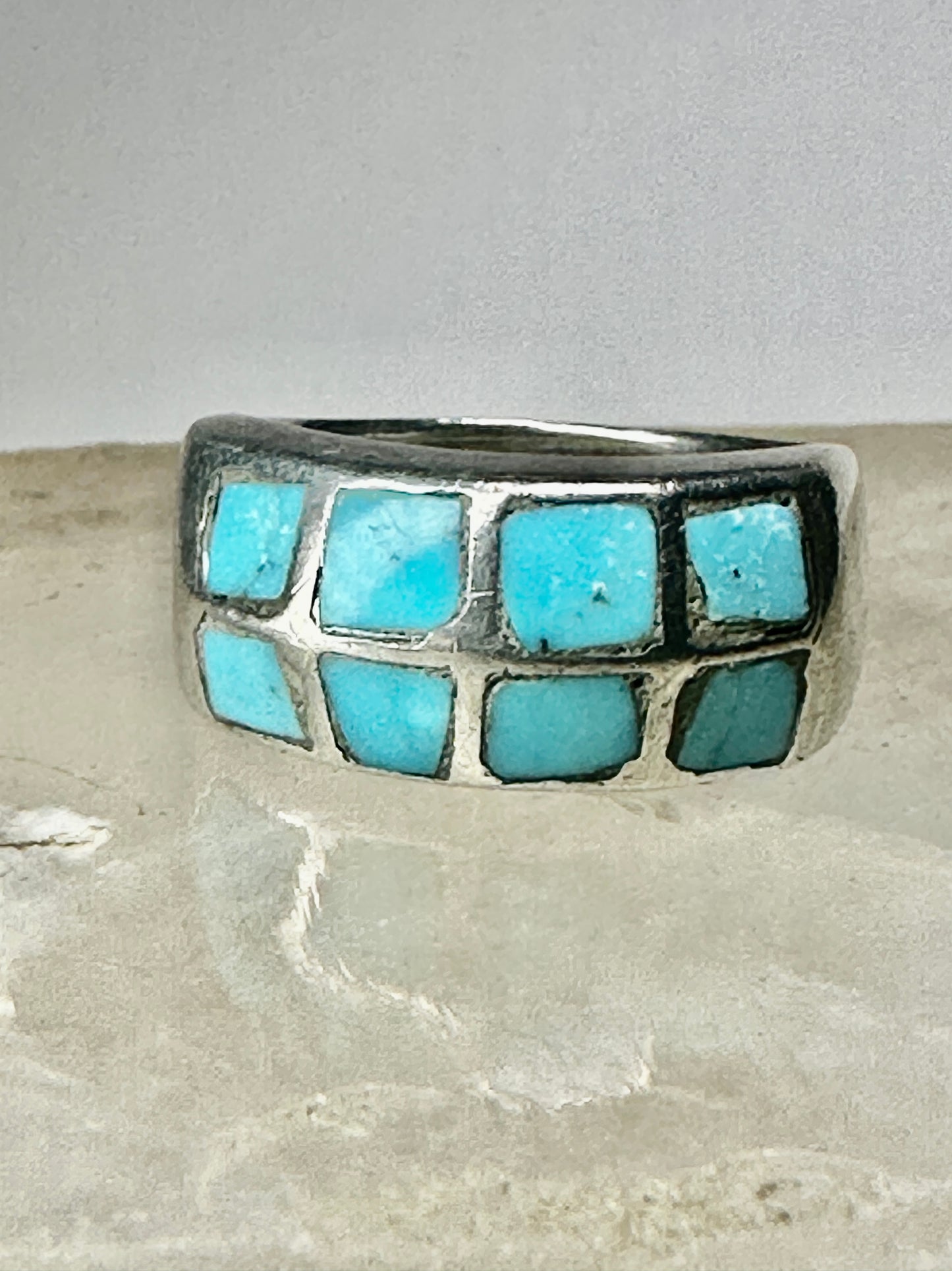 Turquoise ring Navajo band size 6.50 sterling silver women men
