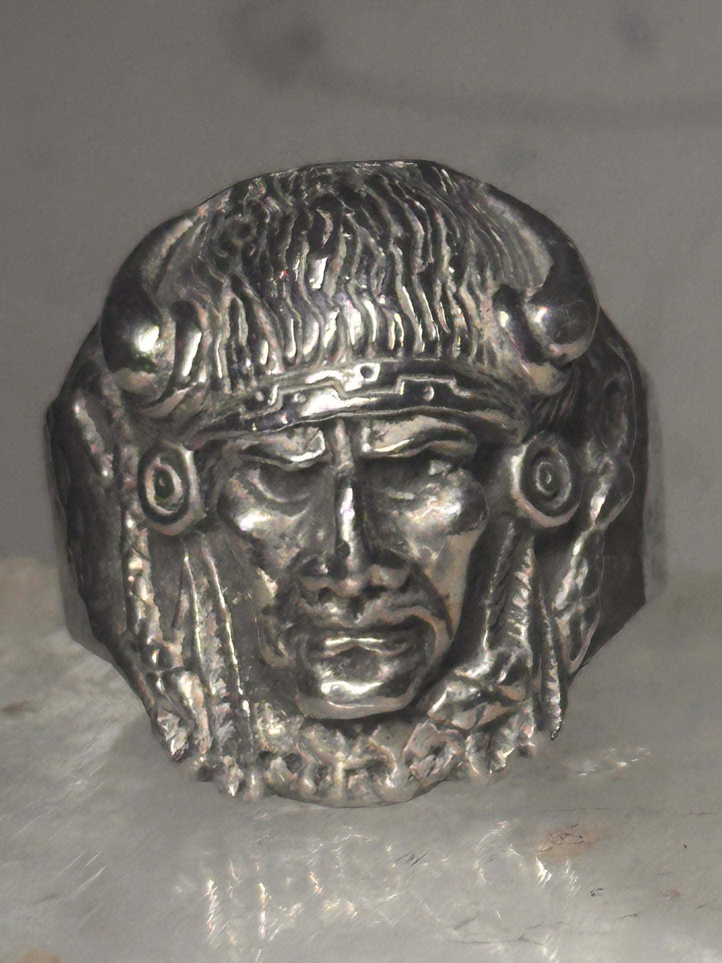 Buffalo headdress ring southwest chief size 10.2 sterling silver men women