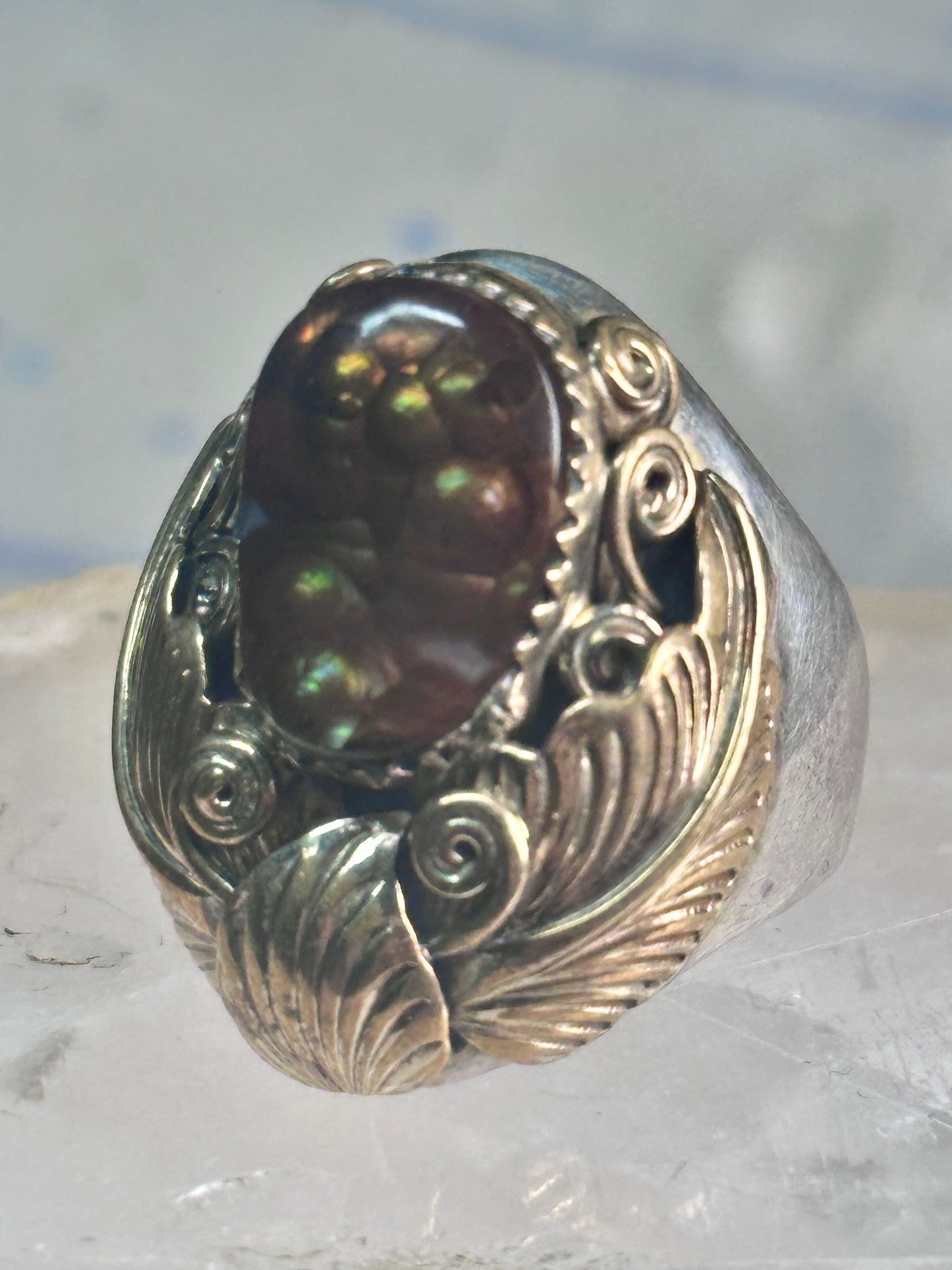 Navajo ring fire agate Heavy size 9.75 sterling silver women men