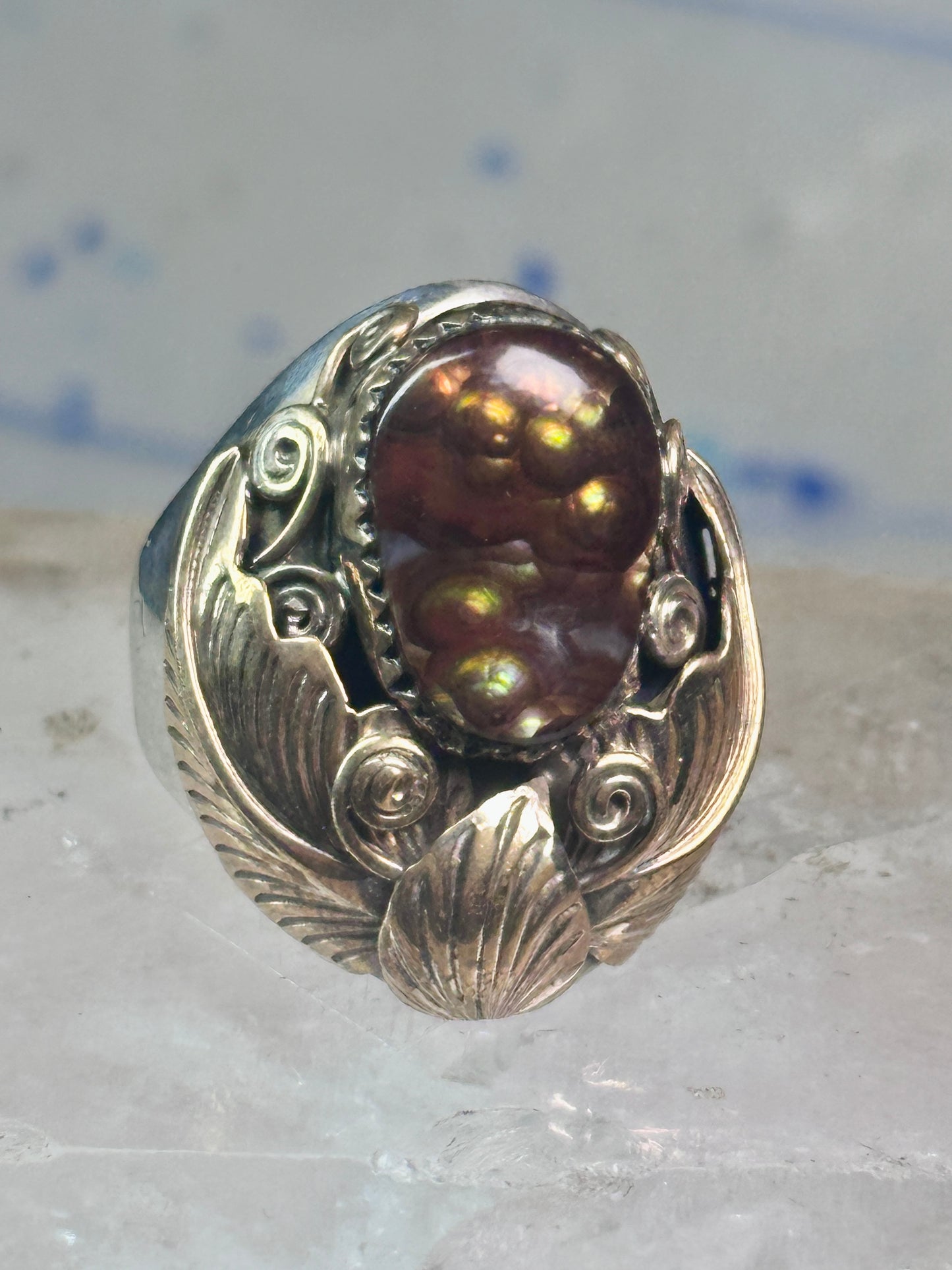 Navajo ring fire agate Heavy size 9.75 sterling silver women men