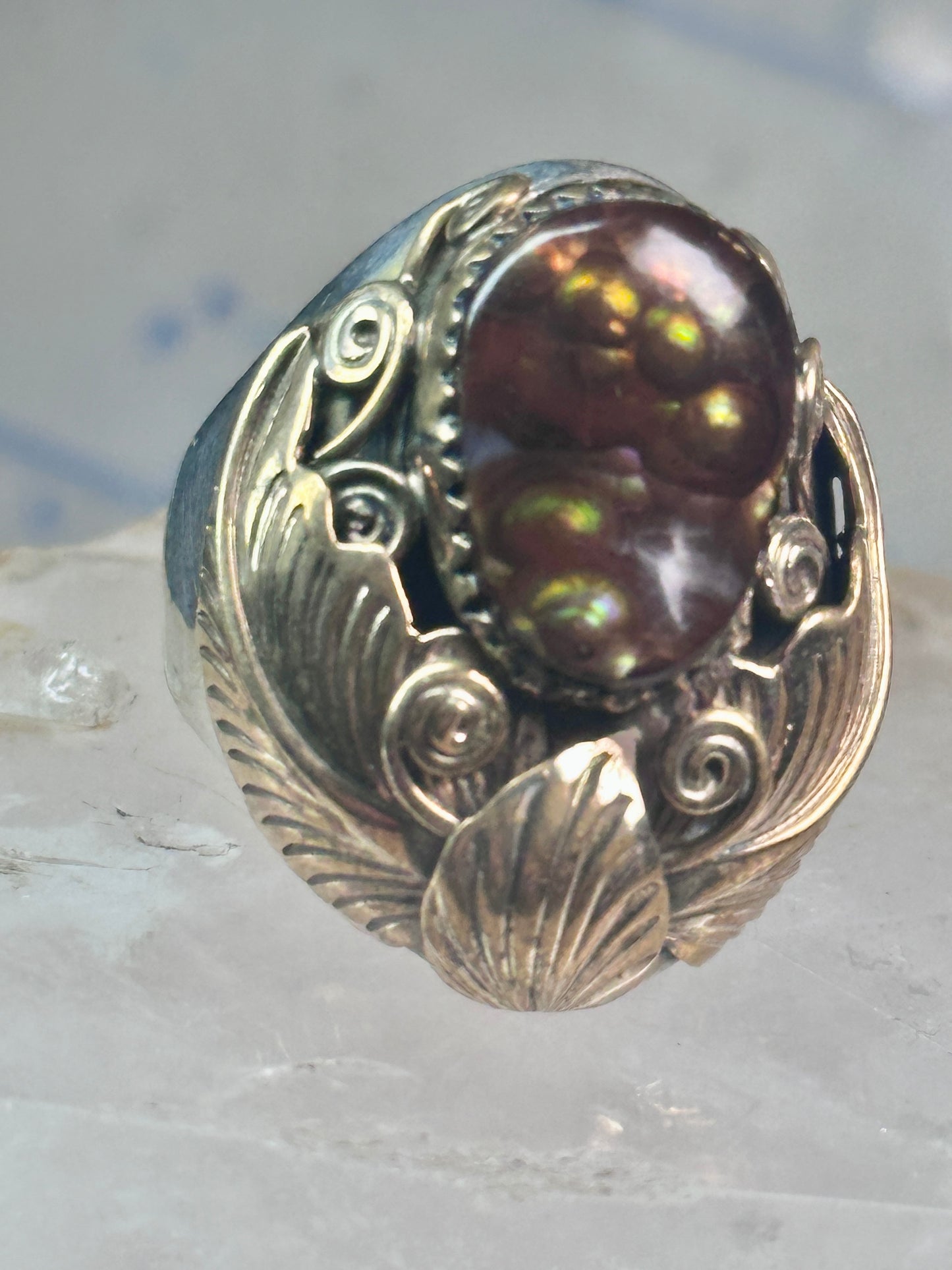 Navajo ring fire agate Heavy size 9.75 sterling silver women men
