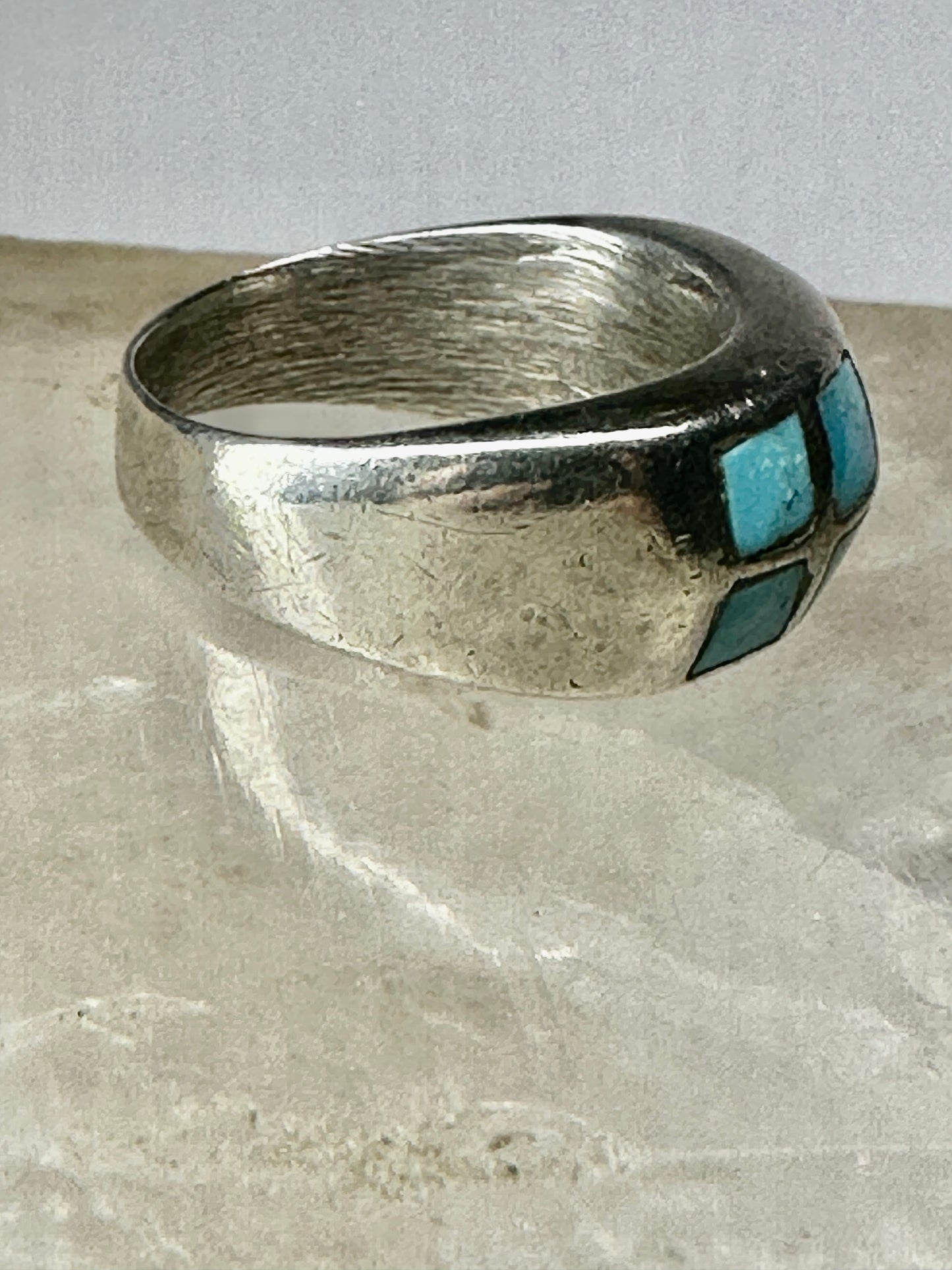 Turquoise ring Navajo band size 6.50 sterling silver women men