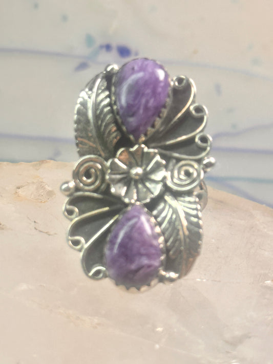 Amethyst ring southwest leaves Size size 7.75 sterling silver women girls