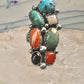 Long Multi gemstone Navajo ring southwest Size 7 sterling silver women