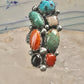 Long Multi gemstone Navajo ring southwest Size 7 sterling silver women