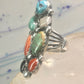 Long Multi gemstone Navajo ring southwest Size 7 sterling silver women