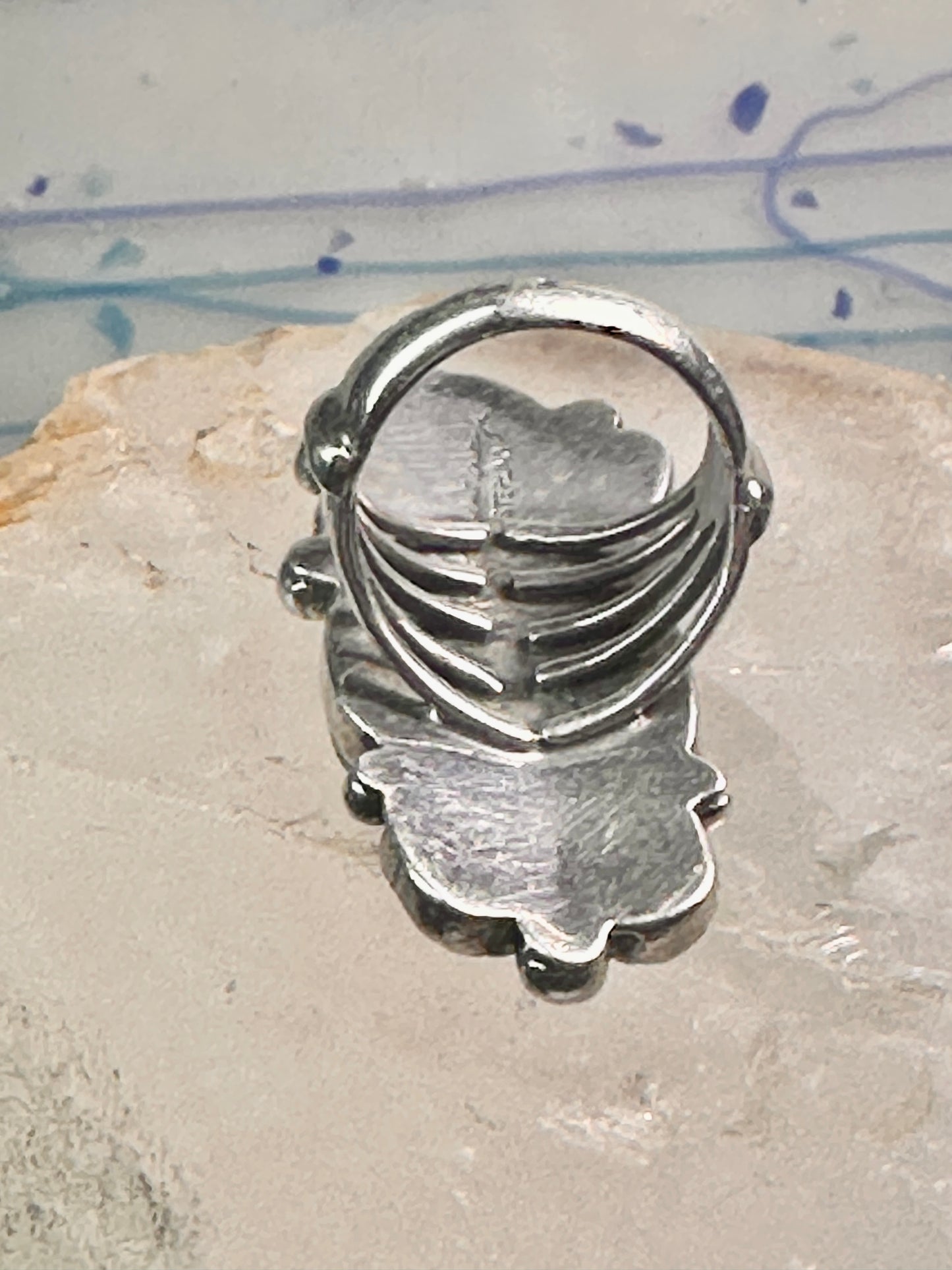 Long Multi gemstone Navajo ring southwest Size 7 sterling silver women