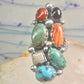 Long Multi gemstone Navajo ring southwest Size 7 sterling silver women