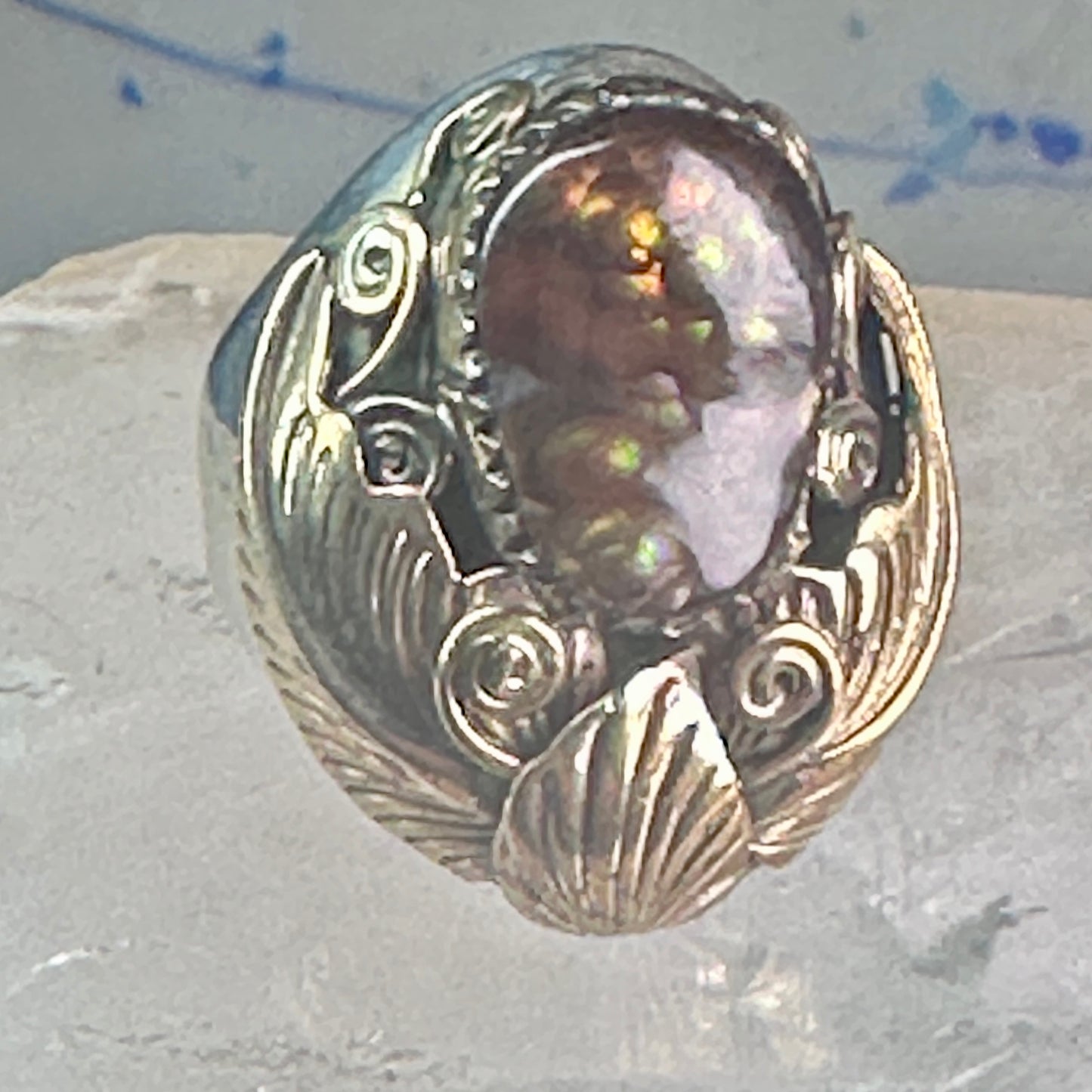 Navajo ring fire agate Heavy size 9.75 sterling silver women men