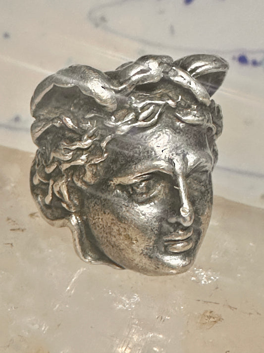 Face ring Mercury Greco Roman Classical face band size 7.50 sterling silver women