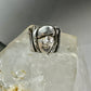 Brutalist face ring figurative band size 7 sterling silver women  AS IS