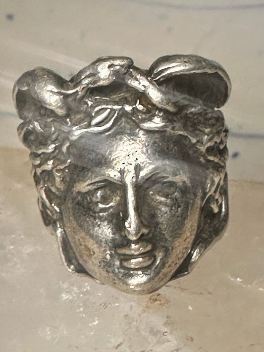 Face ring Mercury Greco Roman Classical face band size 7.50 sterling silver women
