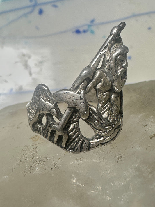 Triton ring biker band sterling silver Sea God Triton merman,the son of sea god Poseidon Amphitrite.