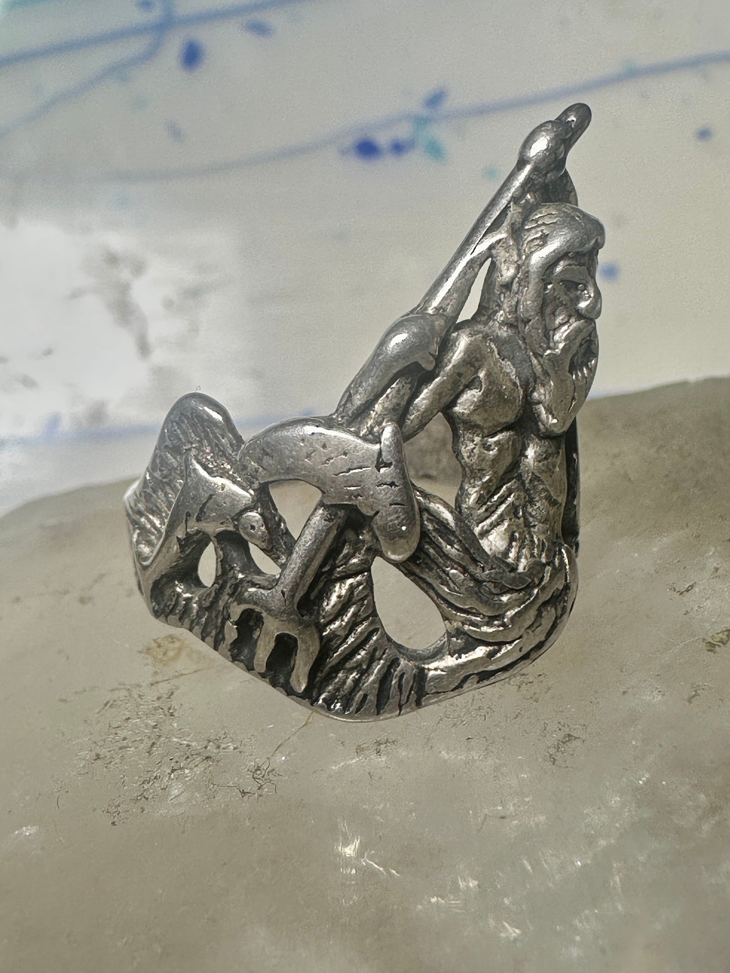 Triton ring biker band sterling silver Sea God Triton merman,the son of sea god Poseidon Amphitrite.
