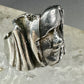 Brutalist face ring figurative band size 7 sterling silver women  AS IS