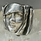 Brutalist face ring figurative band size 7 sterling silver women  AS IS