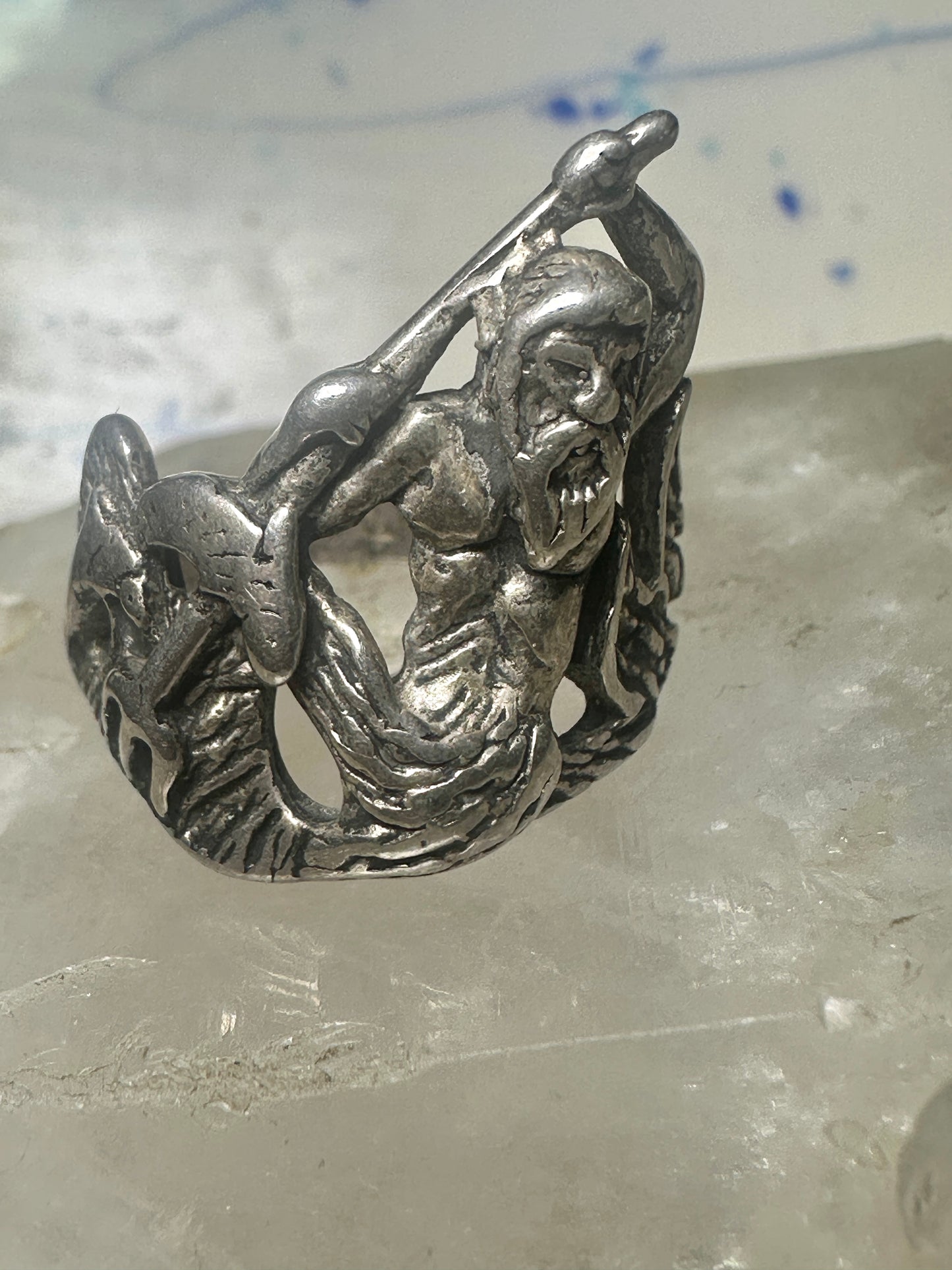 Triton ring biker band sterling silver Sea God Triton merman,the son of sea god Poseidon Amphitrite.