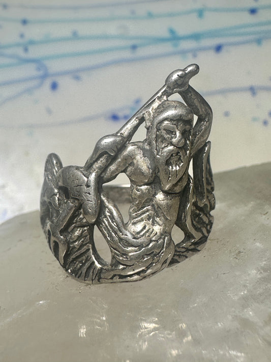 Triton ring biker band sterling silver Sea God Triton merman,the son of sea god Poseidon Amphitrite.