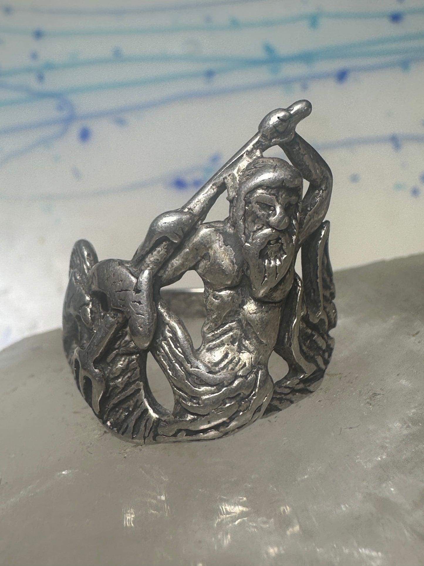 Triton ring biker band sterling silver Sea God Triton merman,the son of sea god Poseidon Amphitrite.