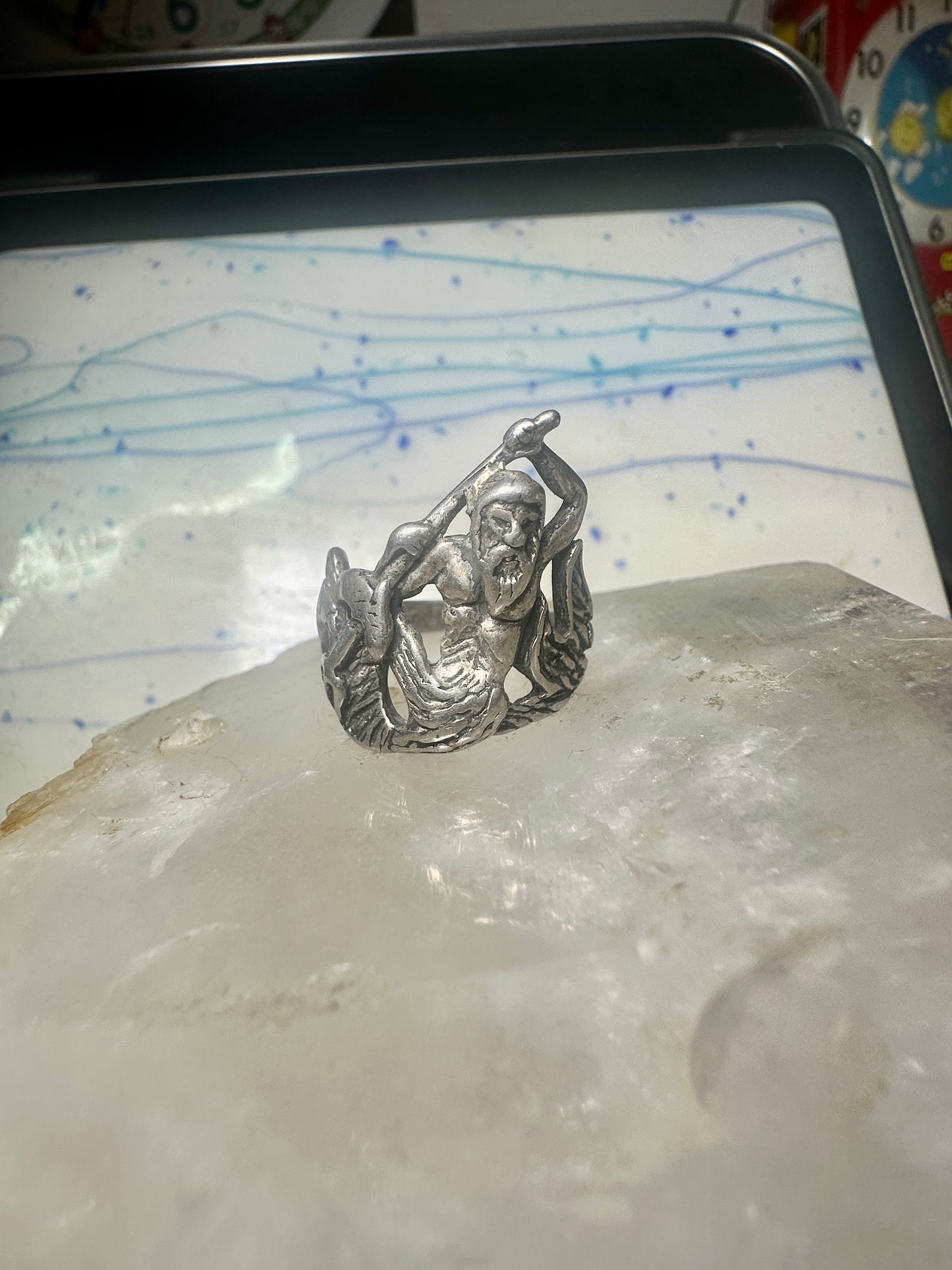 Triton ring biker band sterling silver Sea God Triton merman,the son of sea god Poseidon Amphitrite.