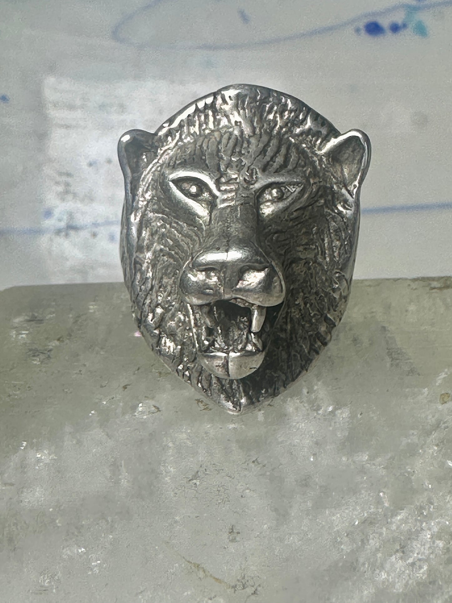 Lion ring biker band size 10.2 sterling silver women men