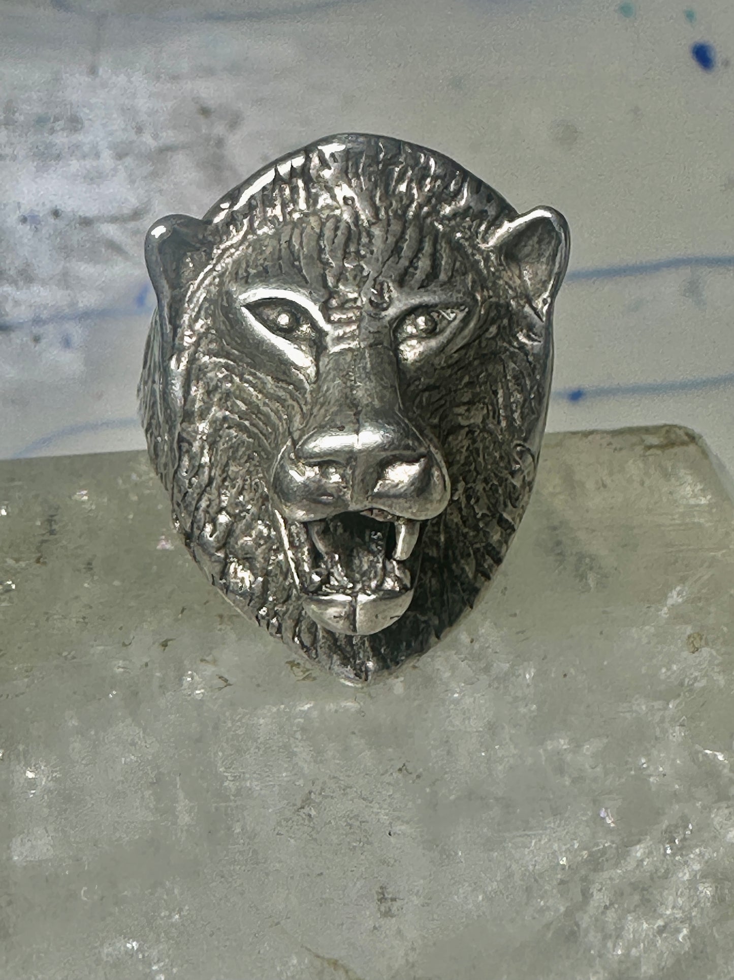 Lion ring biker band size 10.2 sterling silver women men