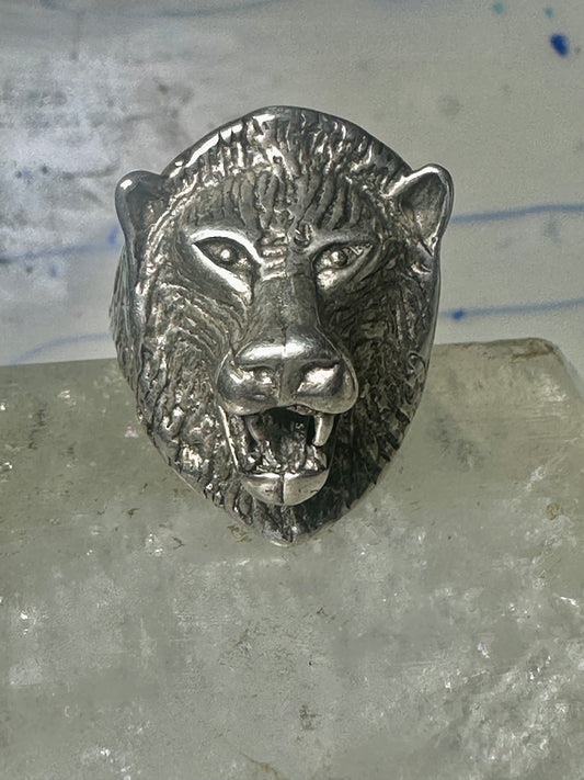 Lion ring biker band size 10.2 sterling silver women men