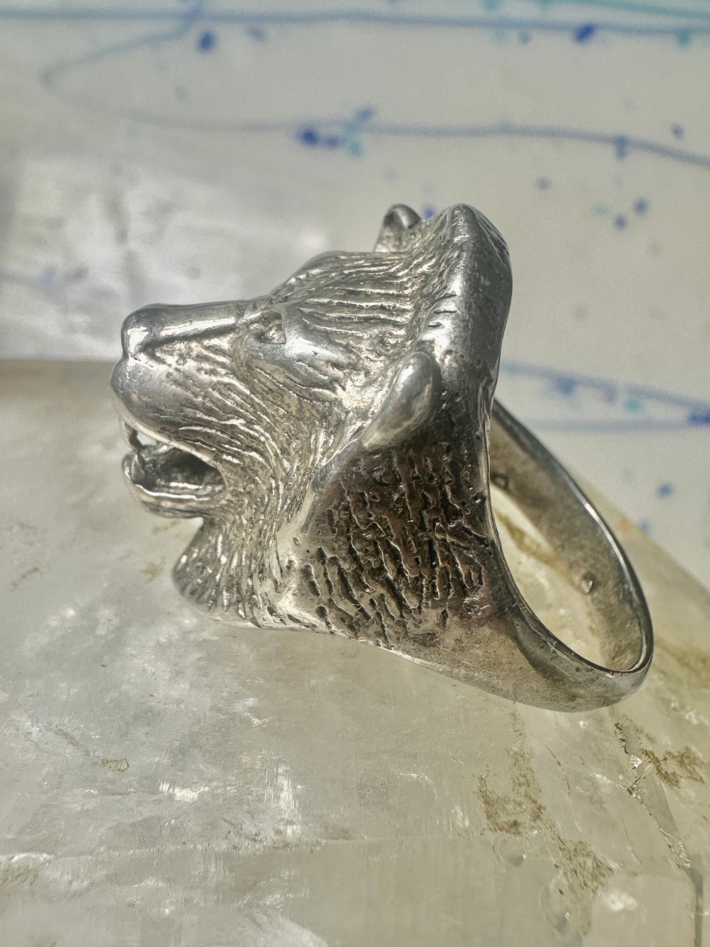 Lion ring biker band size 10.2 sterling silver women men