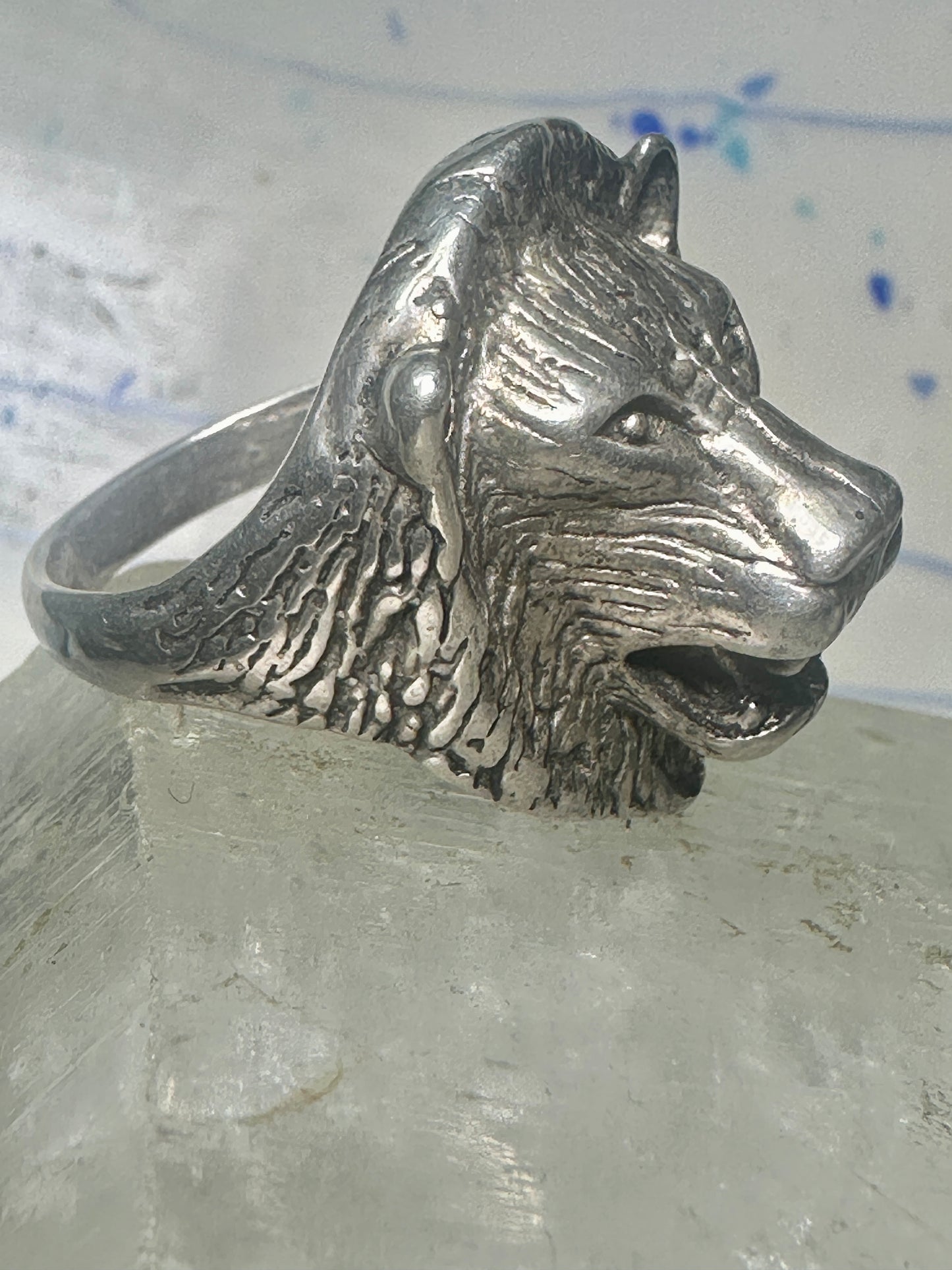 Lion ring biker band size 10.2 sterling silver women men