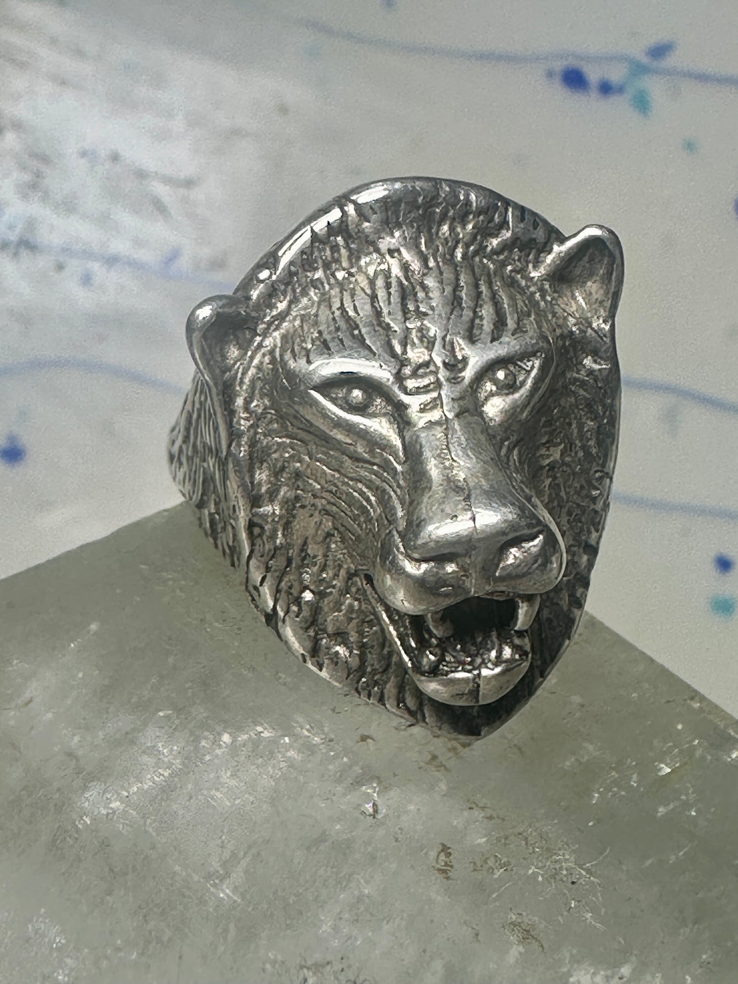 Lion ring biker band size 10.2 sterling silver women men