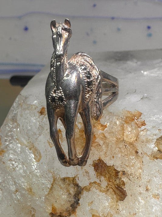 Horse ring marcasites cowgirl southwest Size 5 sterling silver