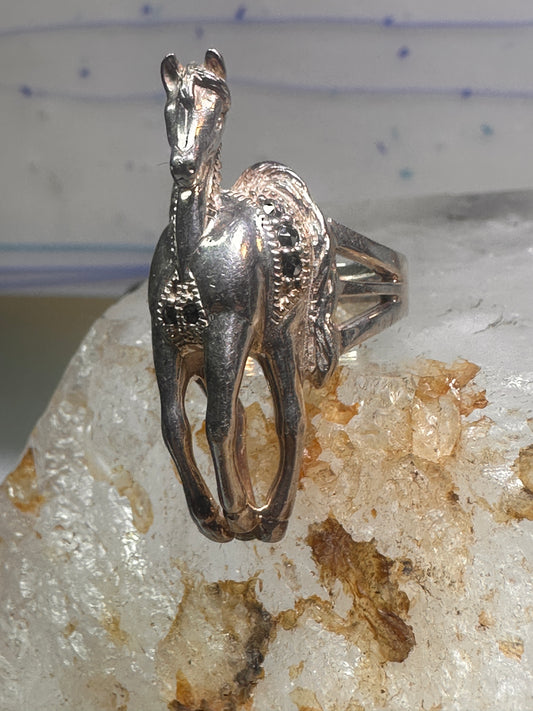 Horse ring marcasites cowgirl southwest Size 5 sterling silver